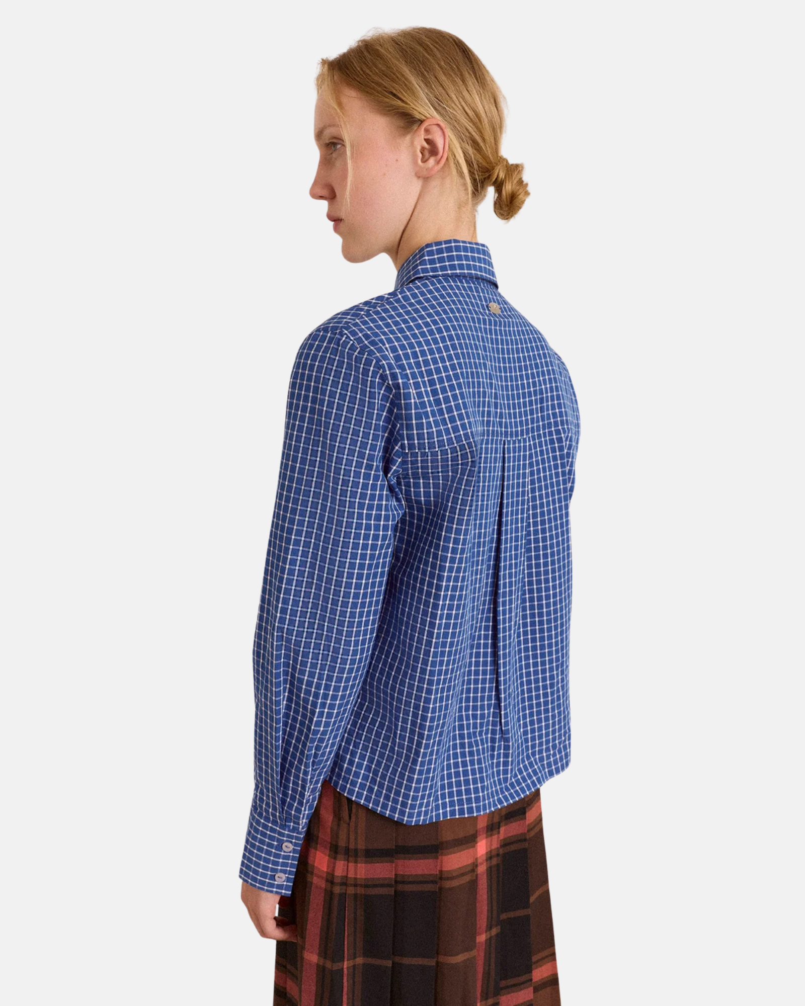 Damson Madder Talia Ruched Shirt Blue Check