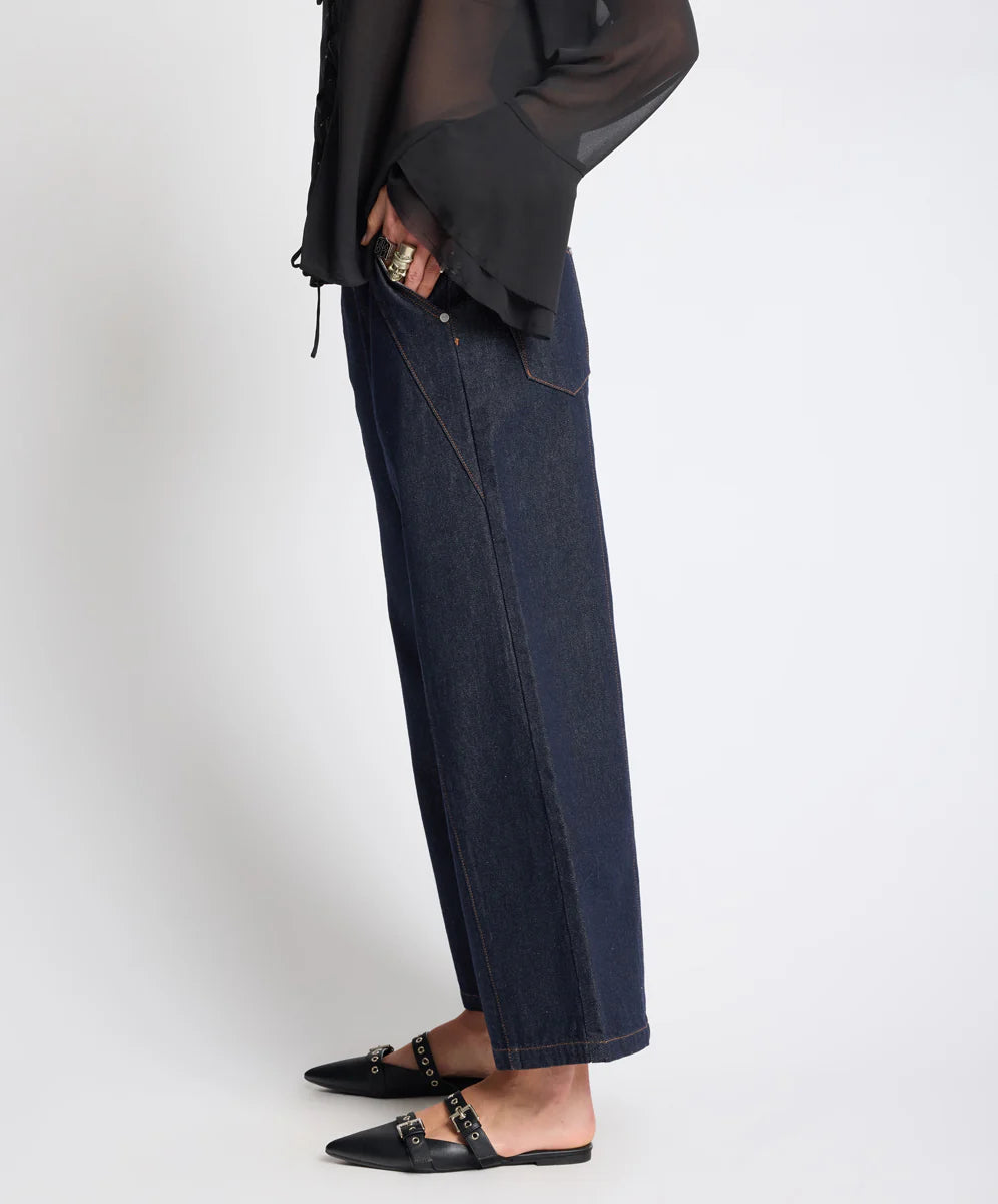 HAYDEN MID WAIST LEG CROPPED DENIM JEANS