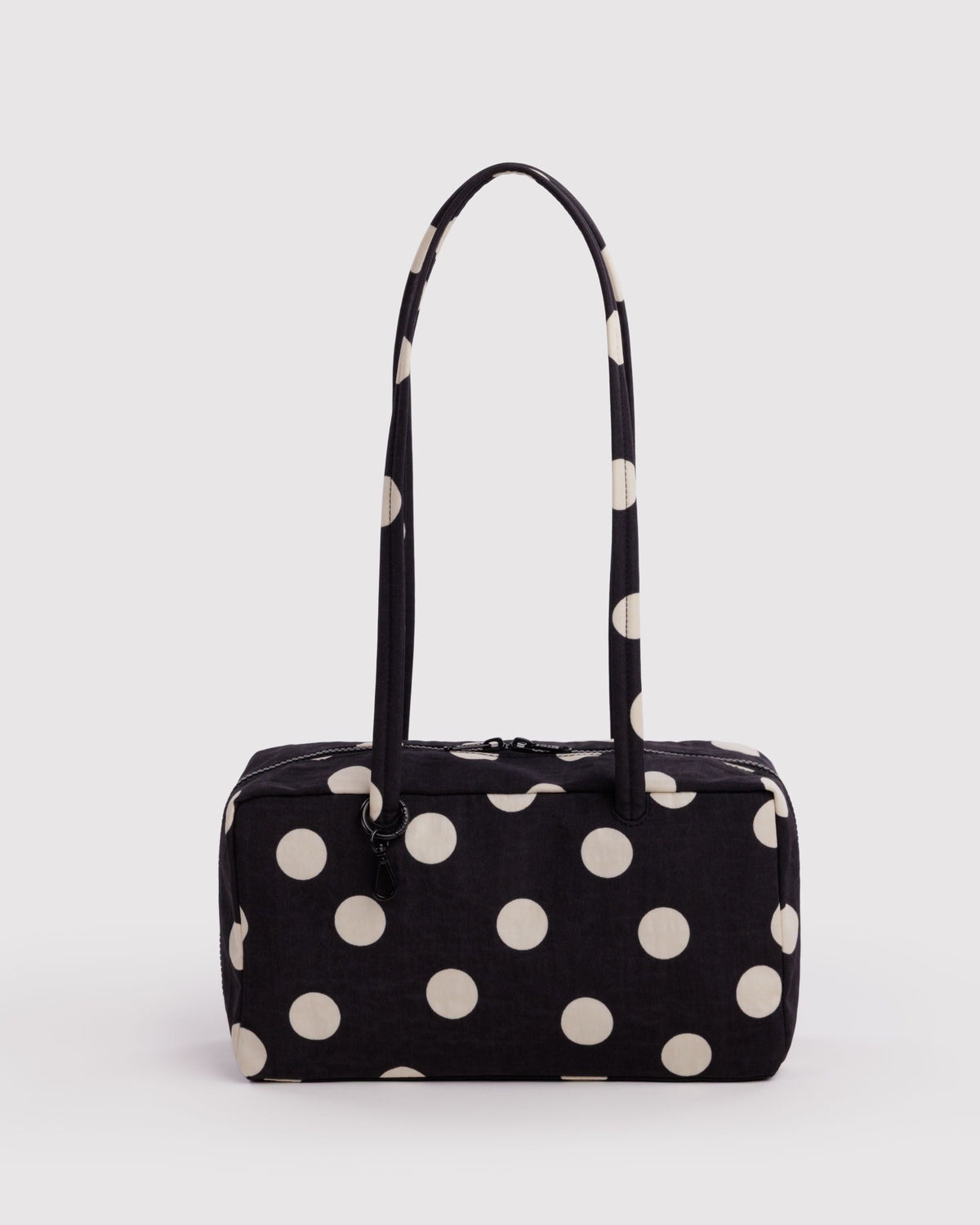 Baggu Nylon Bowler Bag Black and Cream Polka Dot 1