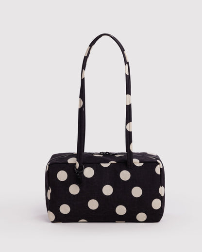 Baggu Nylon Bowler Bag Black and Cream Polka Dot 1