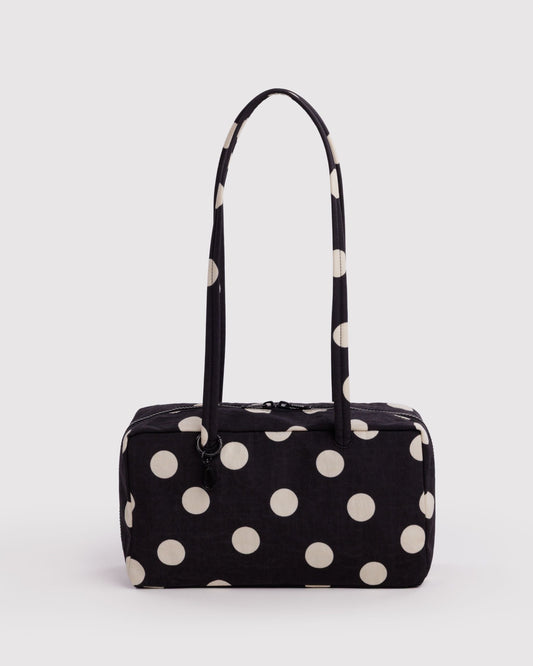 Baggu Nylon Bowler Bag Black and Cream Polka Dot 1