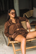AJJA STRIPE SHORT | MOCHA
