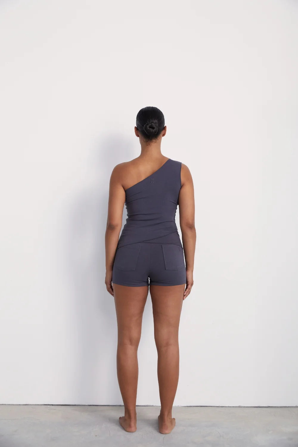Pinky & Kamal One Shoulder Asym Hem Tank Slate