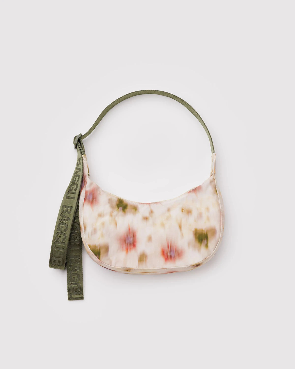 SMALL NYLON CRESCENT BAG | ABSTRACT FLORAL