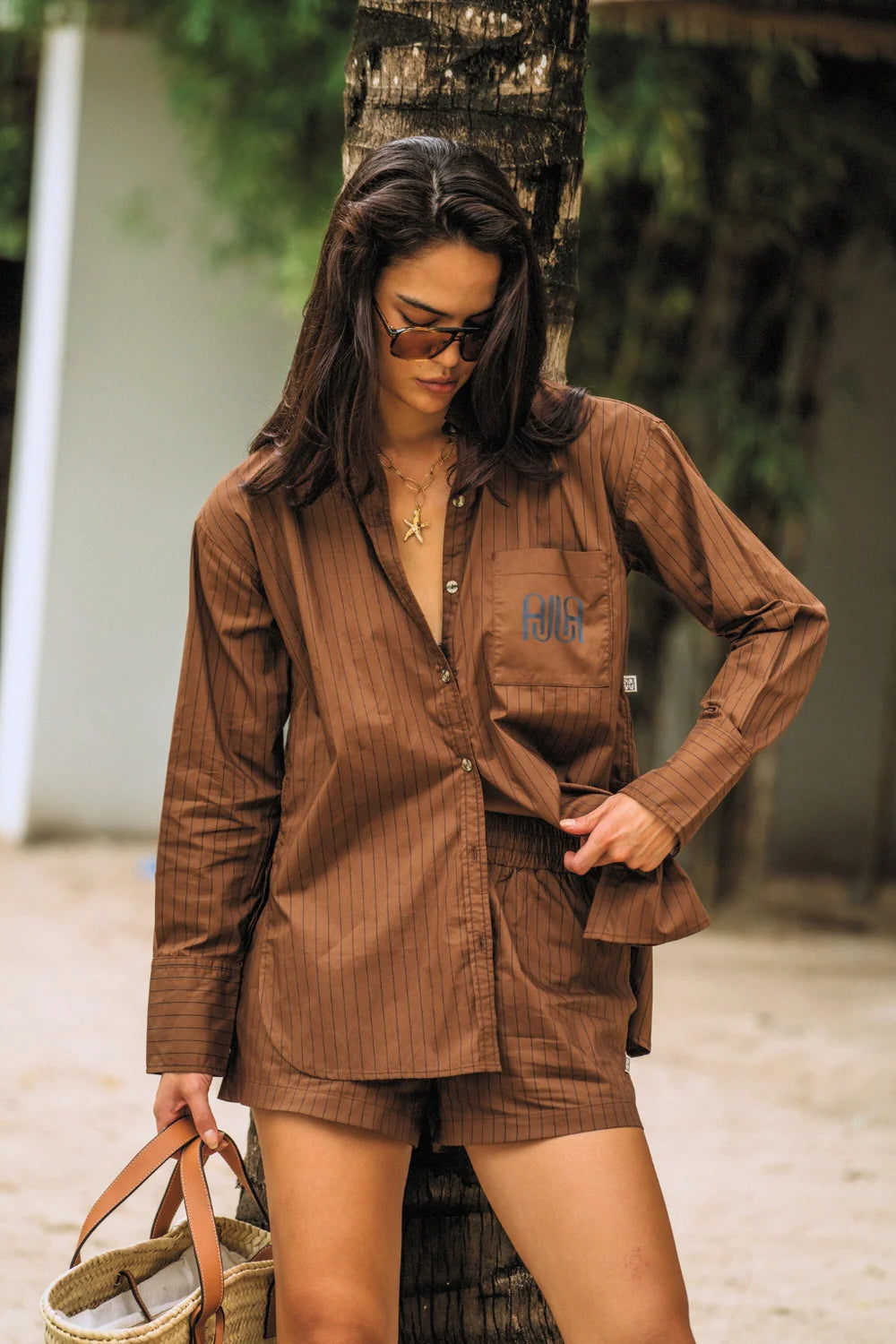 AJJA STRIPE SHORT | MOCHA