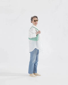 MINI NYLON SHOULDER BAG | GREEN GINGHAM