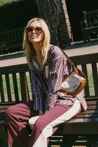 ALPINE COTTON STRIPE SHIRT | RED WINE