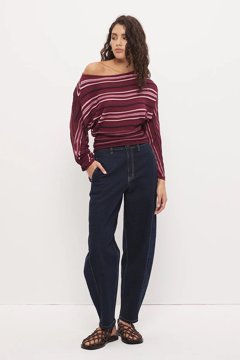 Mon Renn Selena Knit Top Berry Stripe