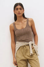 Mon Renn Miren Layered Top Choco Cream Stripe