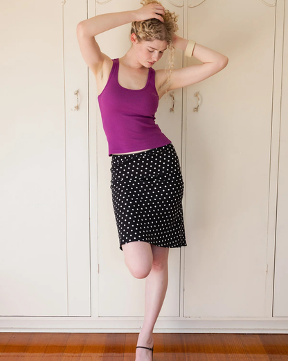 Olga Joan Ribbed Scoop Singlet Iris