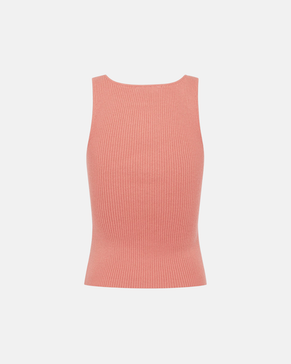 Olga Joan Key Hole Knit Tank Corallo