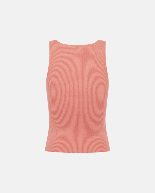 Olga Joan Key Hole Knit Tank Corallo