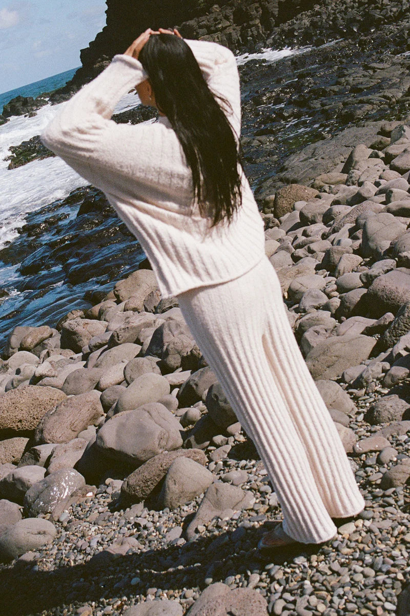 Textured Stripe Knit Pant | Coconut