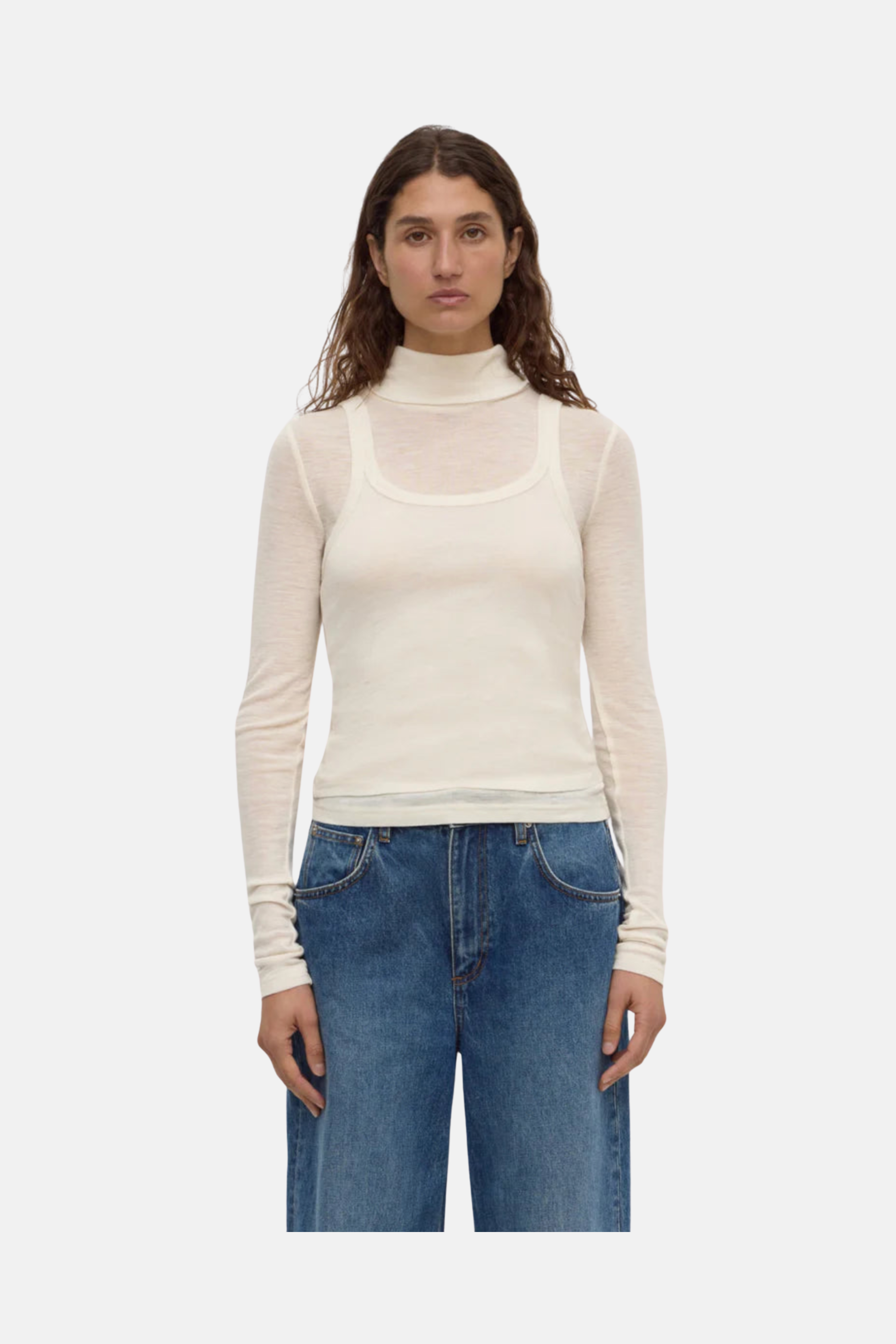 NORA MERINO WOOL LAYERED TURTLENECK | SNOW