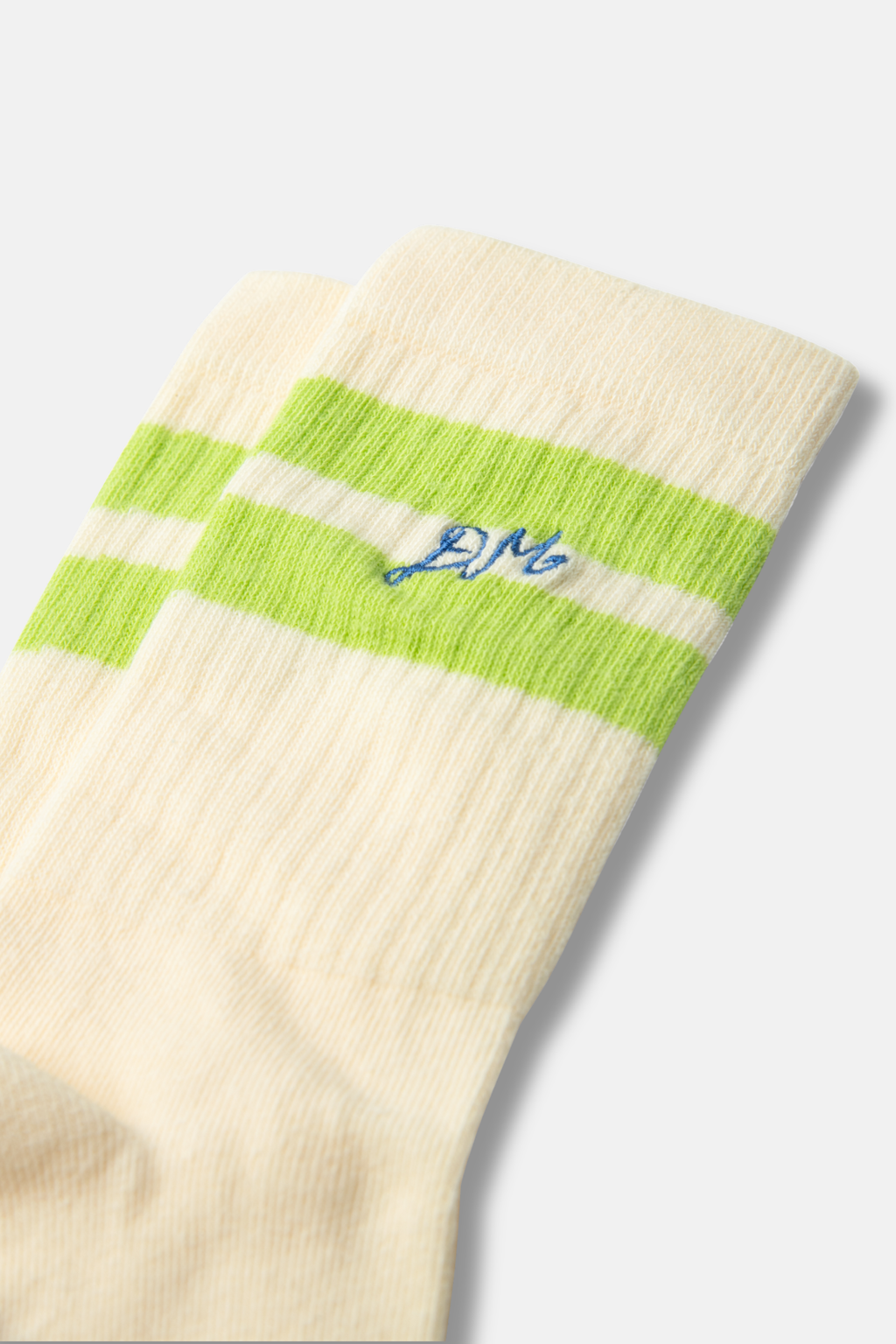 DAMSON MADDER CALF LENGTH SOCKS | CREAM & Chartreuse