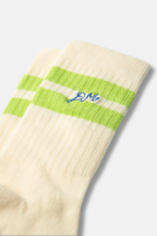 Damson Madder Calf Length Socks Cream & Chartreuse