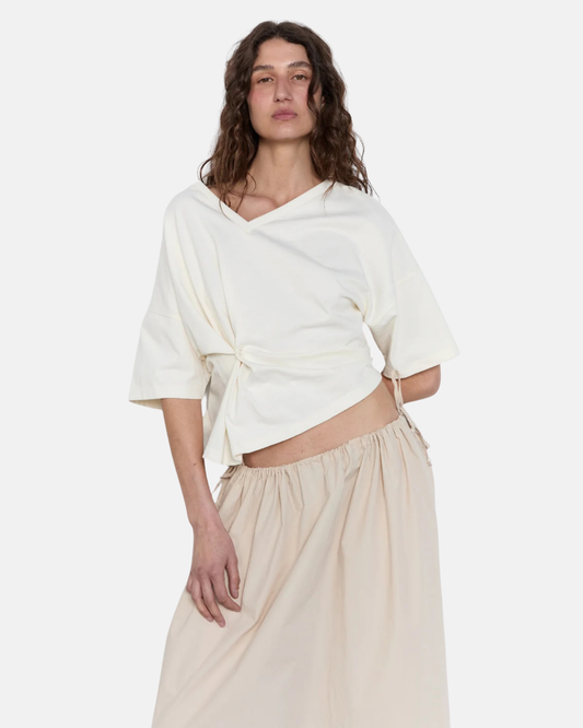 Pinky Kamal Button Wrap T Shirt White