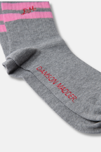 Damson Madder Calf Length Socks Grey & Pink