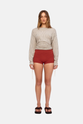 Zulu & Zephyr Natural Pin Stripe Semi Sheer Knit Top