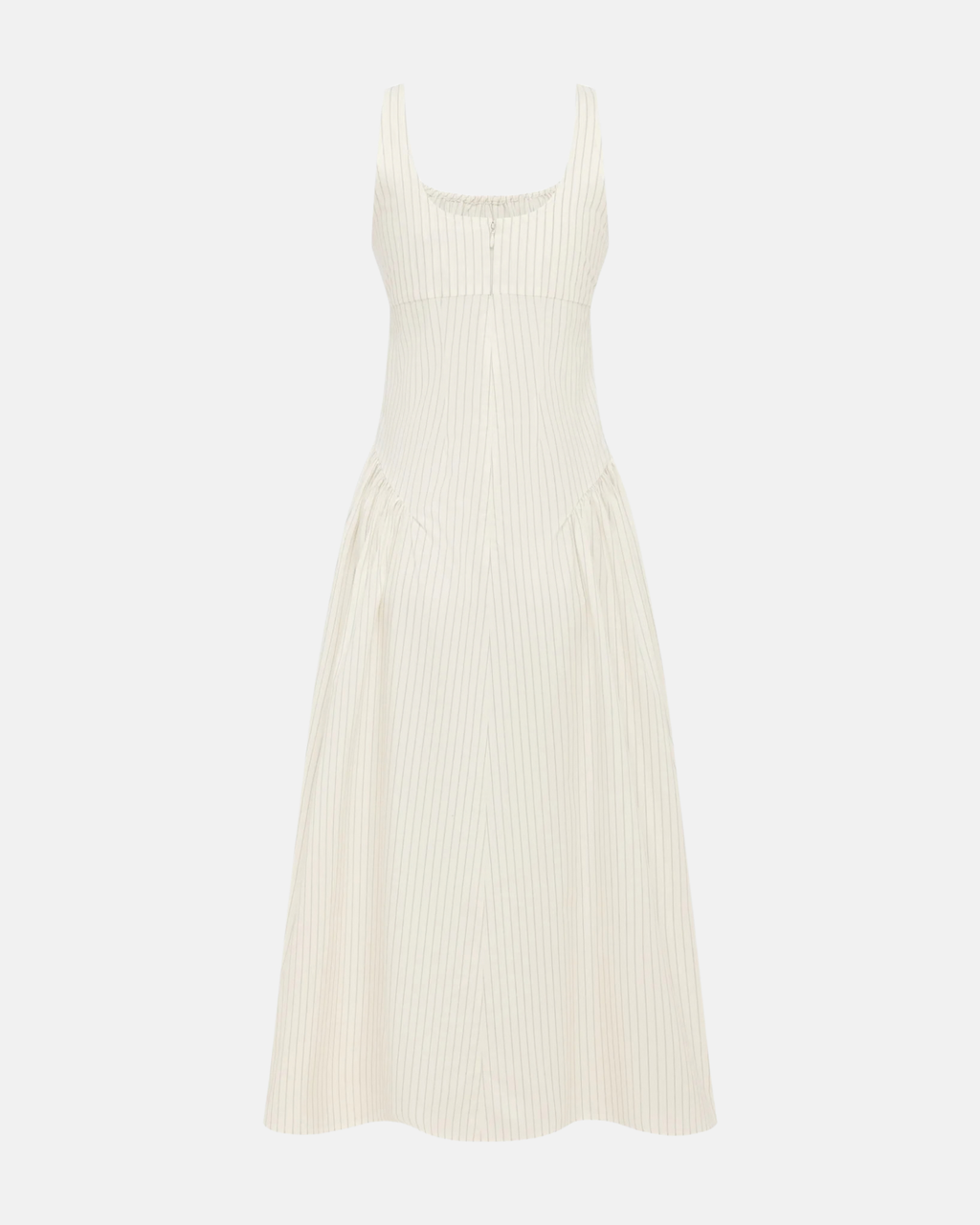 Olga Joan Drop Waist Midi Dress Crema Stripe
