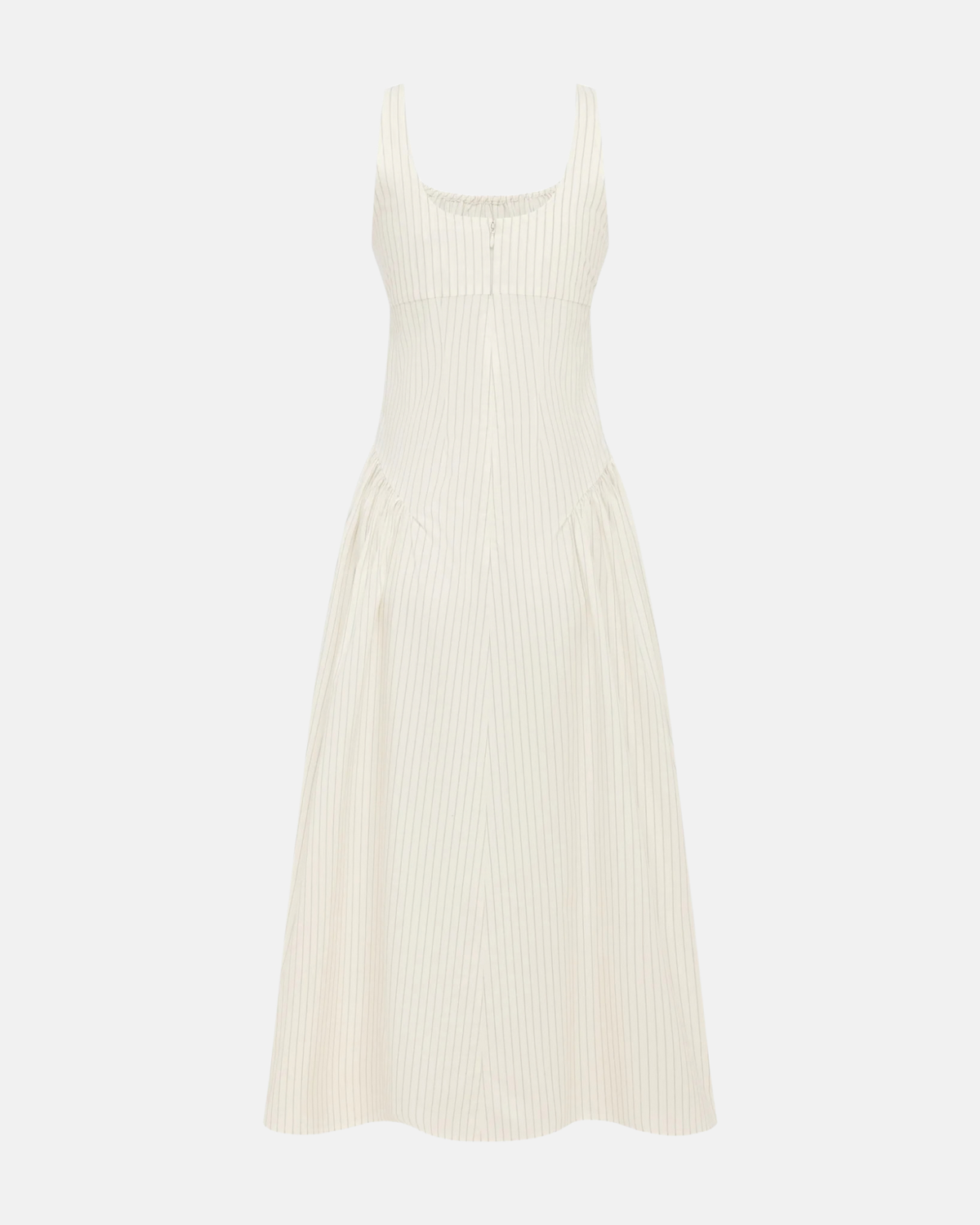 Olga Joan Drop Waist Midi Dress Crema Stripe