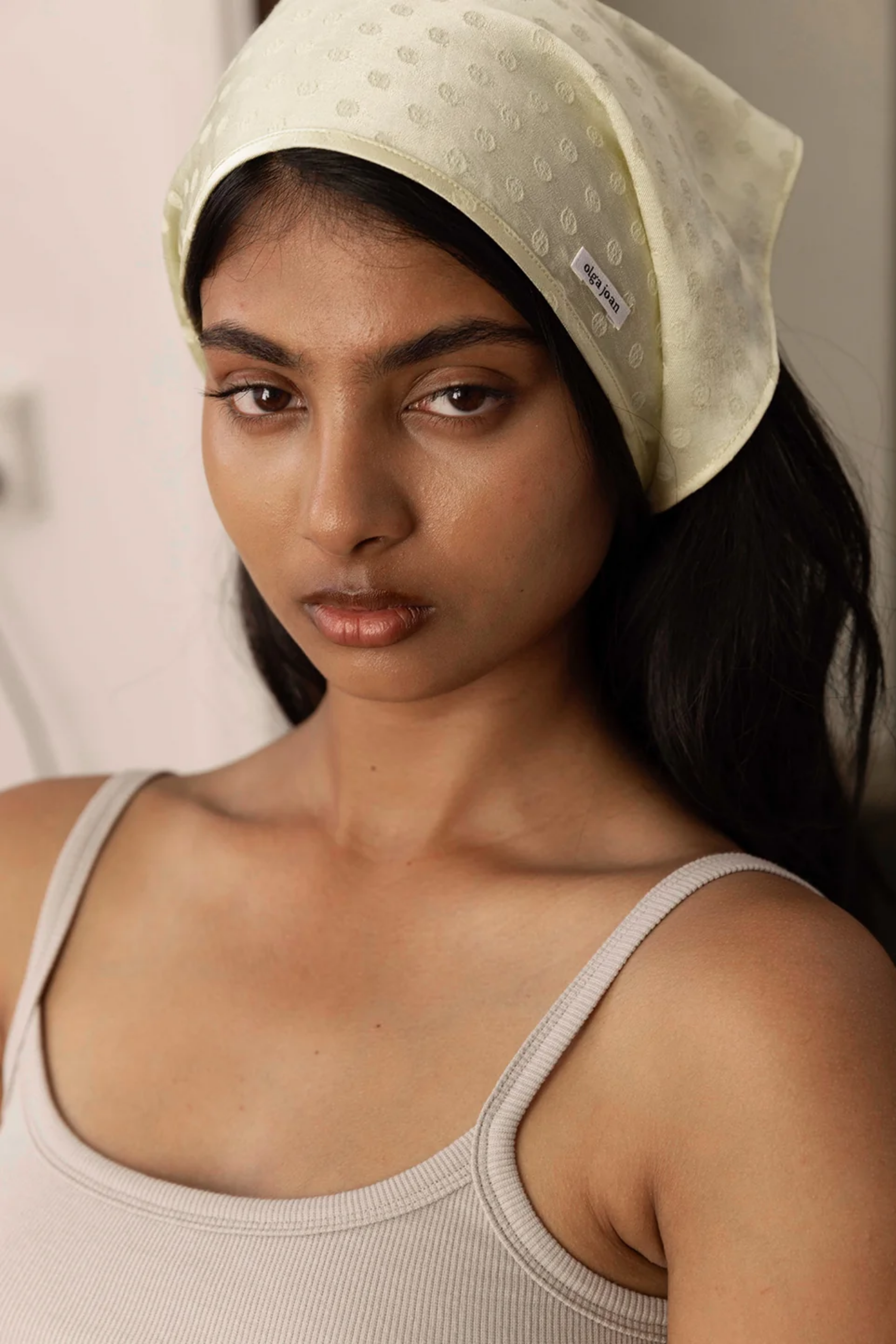 Olga Joan Headscarf Jacquard Limone