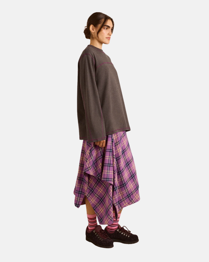 Damson Madder Samara Long Sleeve Top Charcoal