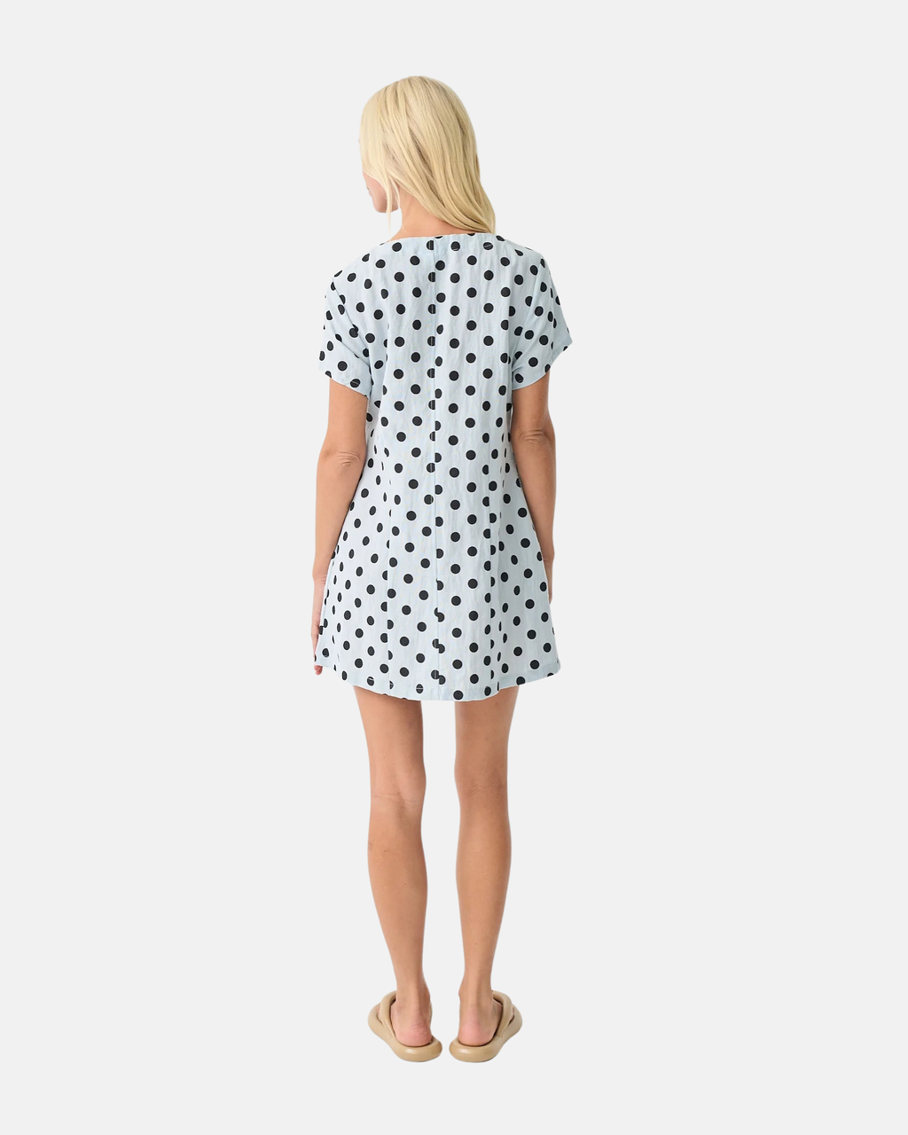 Near The Sea Cove Dress Baby Blue Polka Dot