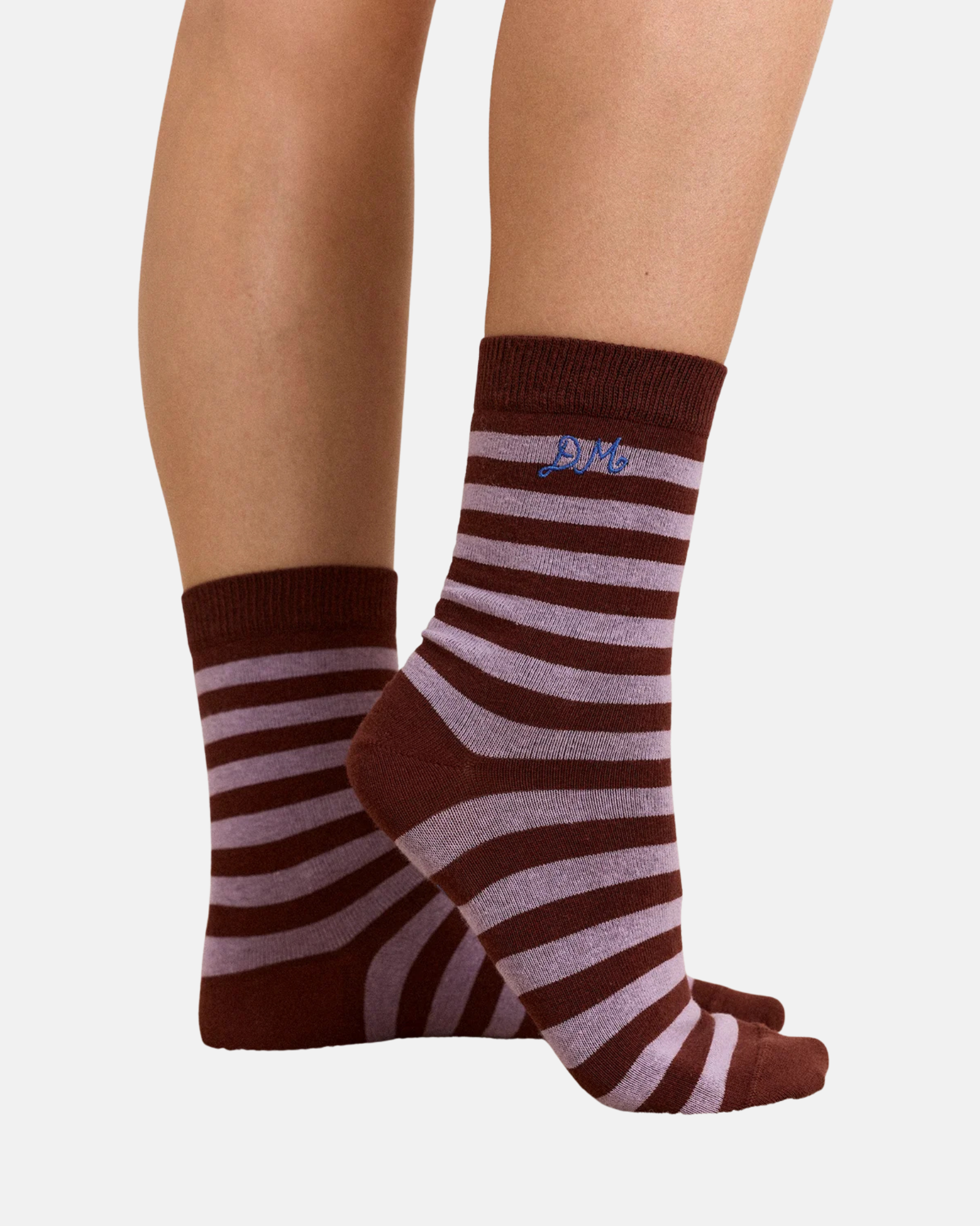 Damson Madder Two Pack Socks Mix Choc Stripe