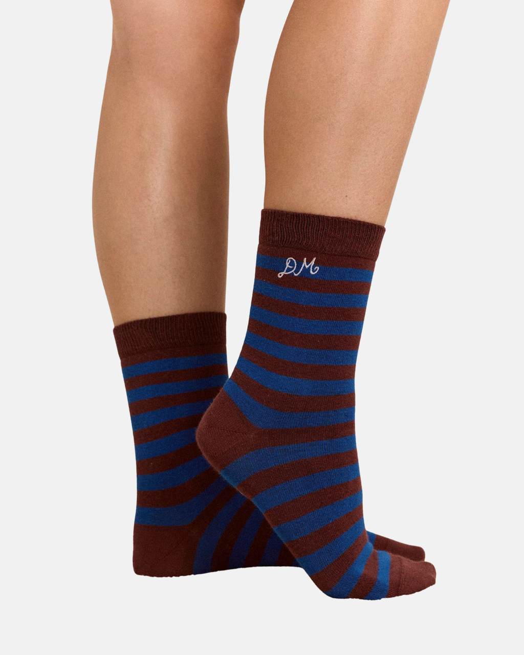 Damson Madder Two Pack Socks Mix Choc Stripe
