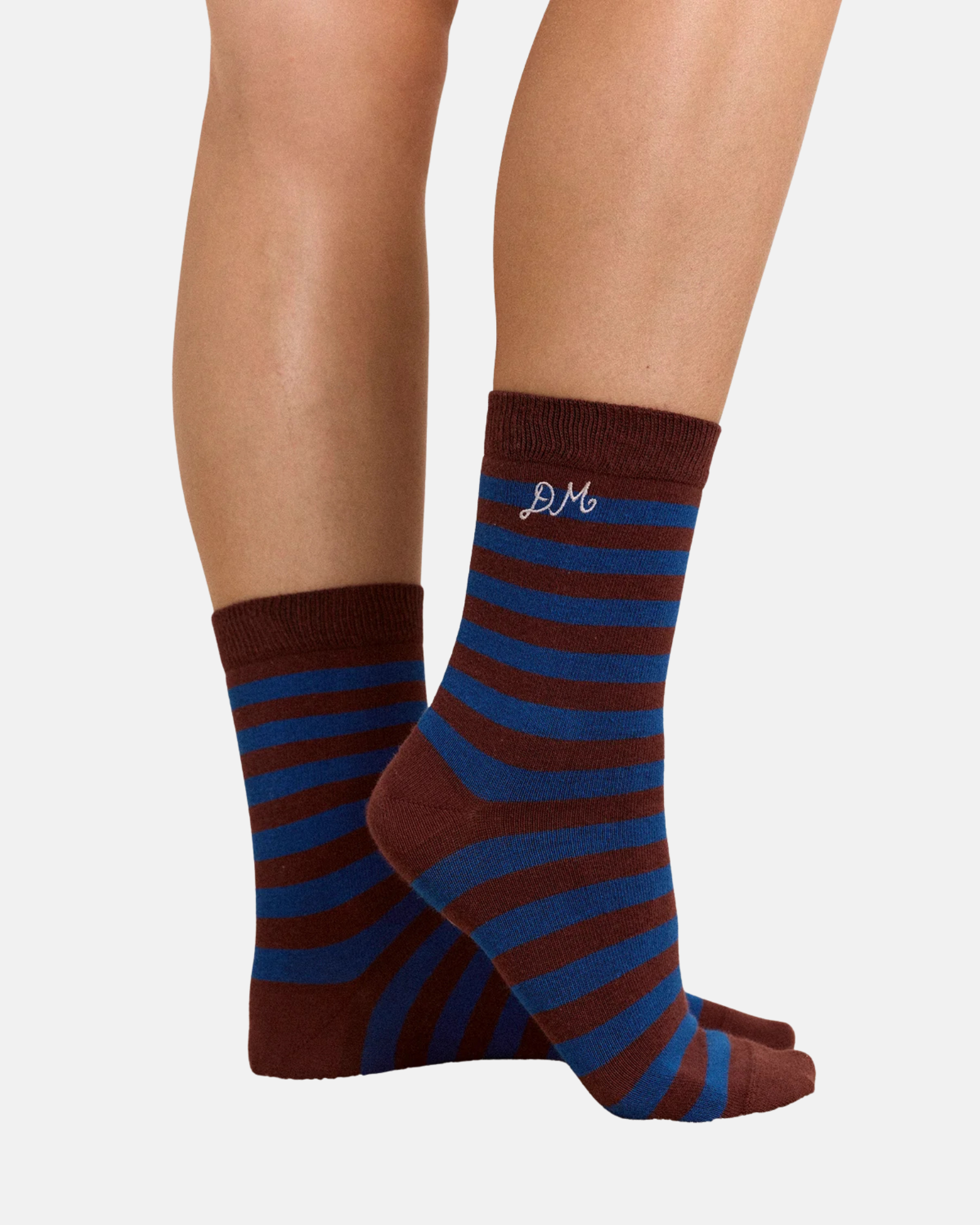 Damson Madder Two Pack Socks Mix Choc Stripe