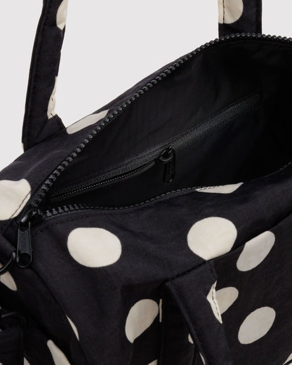 Baggu Nylon Duffle Bag Black and Cream Polka Dot