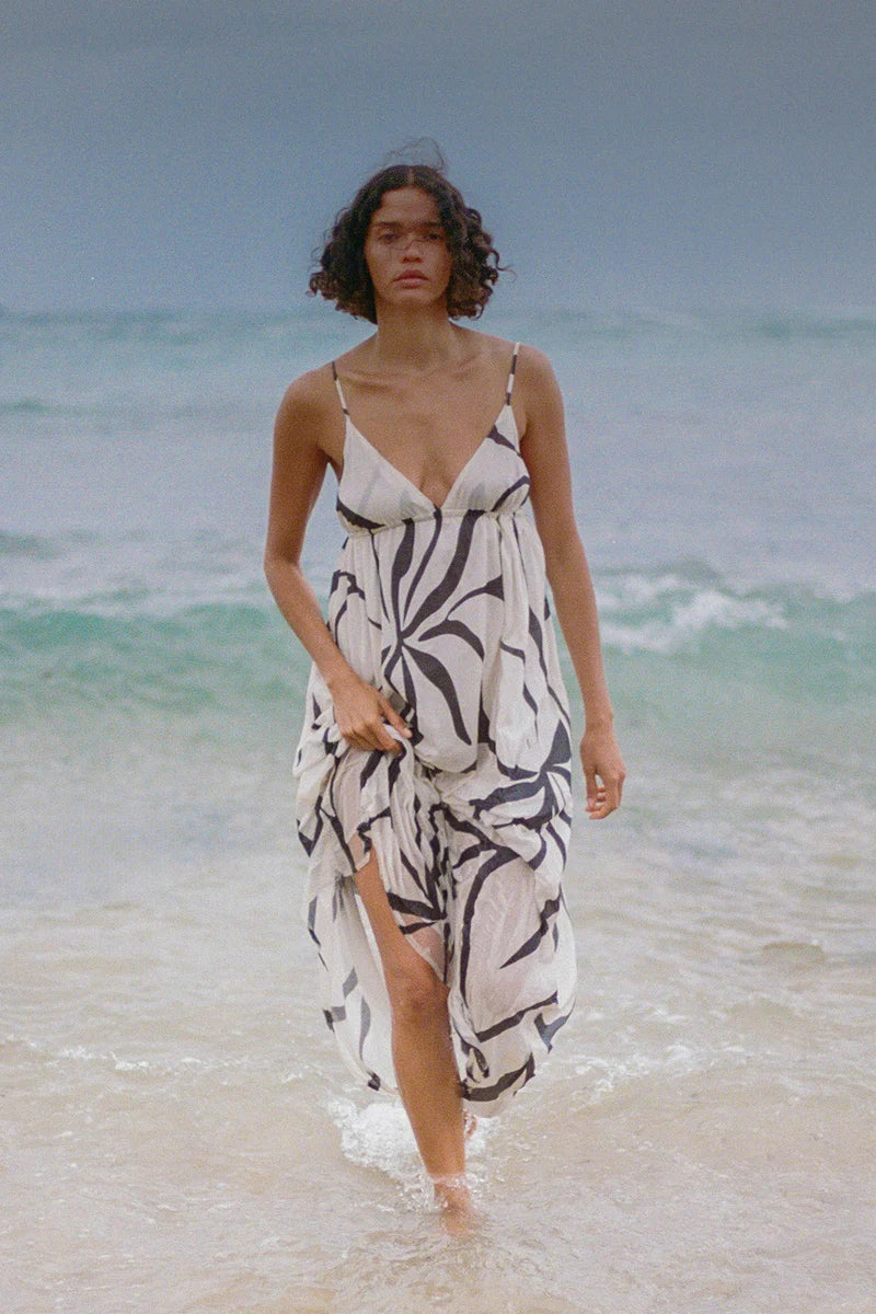 COTTON DRESS | CREAM FLOWER PRINT