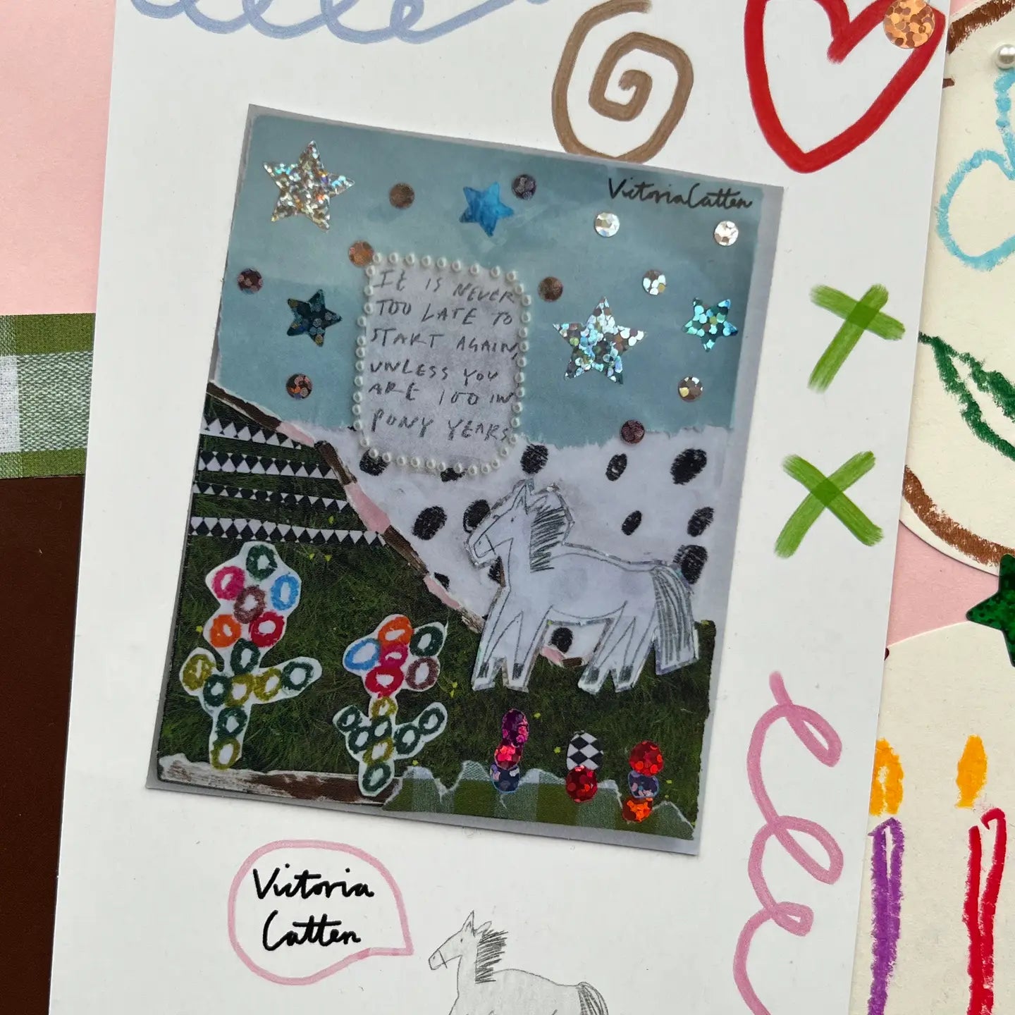 Victoria Catten Its Never Too Late Pony Sticker and Postcard
