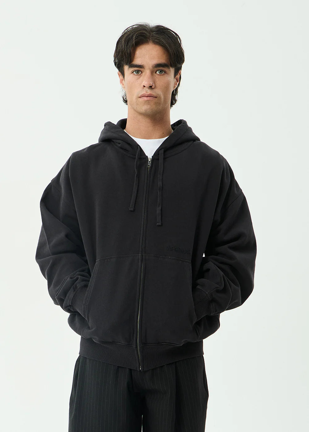GENESIS BOXY ZIP HOOD | STONE BLACK