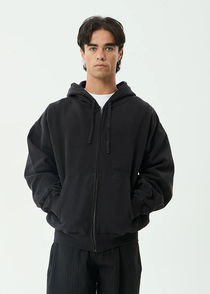 GENESIS BOXY ZIP HOOD | STONE BLACK
