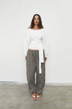 WAIST WRAP LONG SLEEVE | WHITE