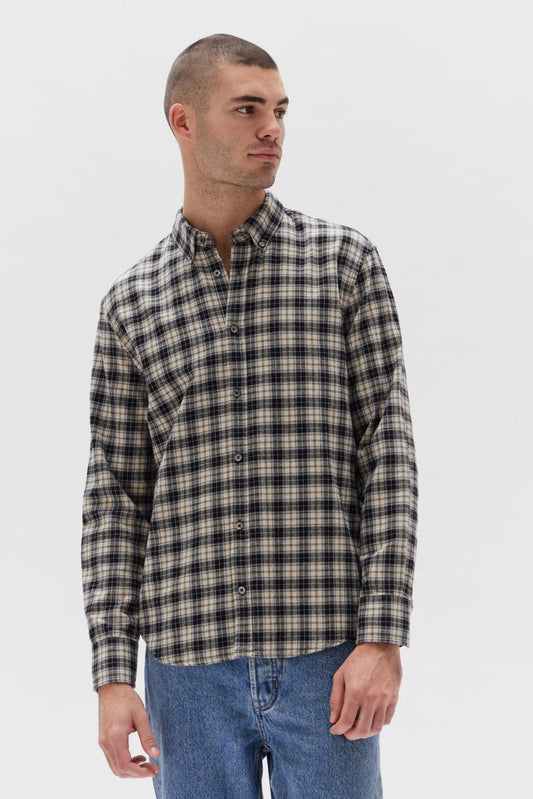 BRUSHED FLANNEL CHECK SHIRT | NAVY CHECK