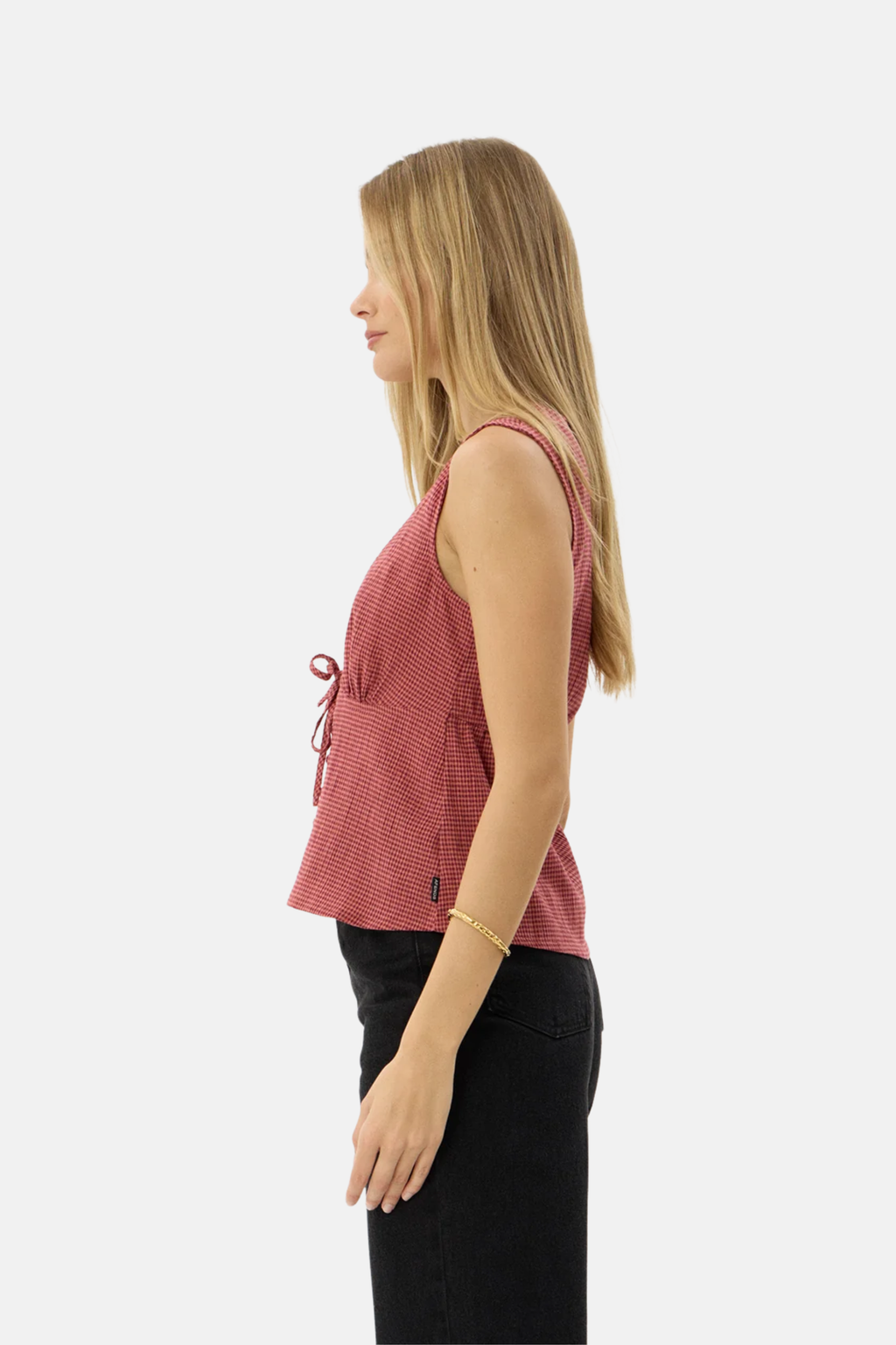 Afends Dahlia Short Sleeve Top Indy Rose Check