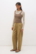 Mon Renn Miren Layered Top Choco Cream Stripe