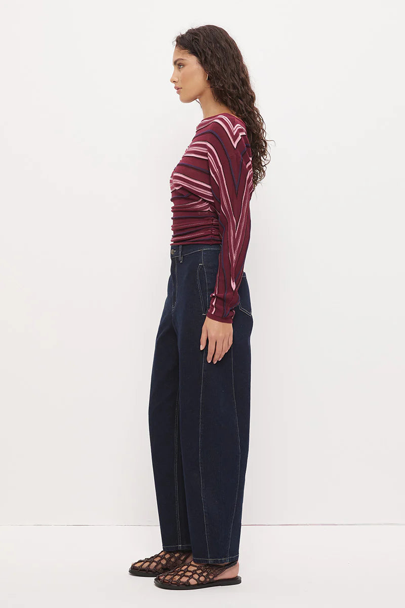Mon Renn Selena Knit Top Berry Stripe