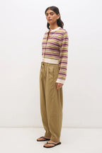 ORCHID STRIPE CARDIGAN | OLIVE PLUM STRIPE