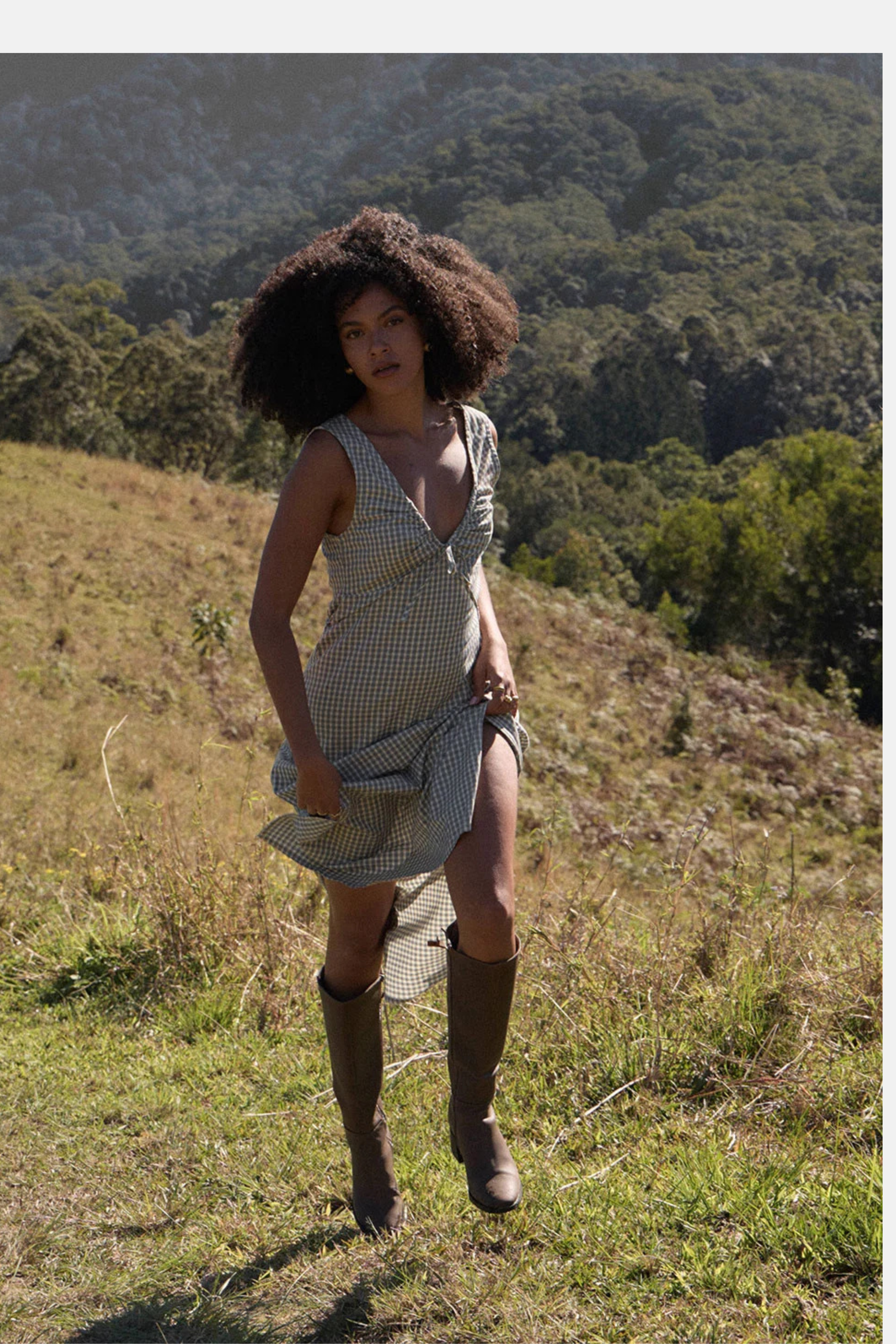 Afends Izzy Maxi Dress Alpine Check