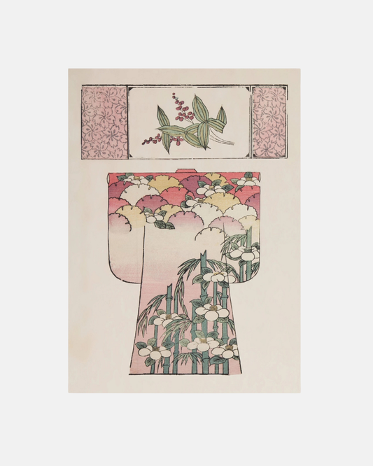 Kiku Print Greeting Card Flowering Kimono