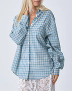 Near The Sea Oversized Shirt Blue Plaid