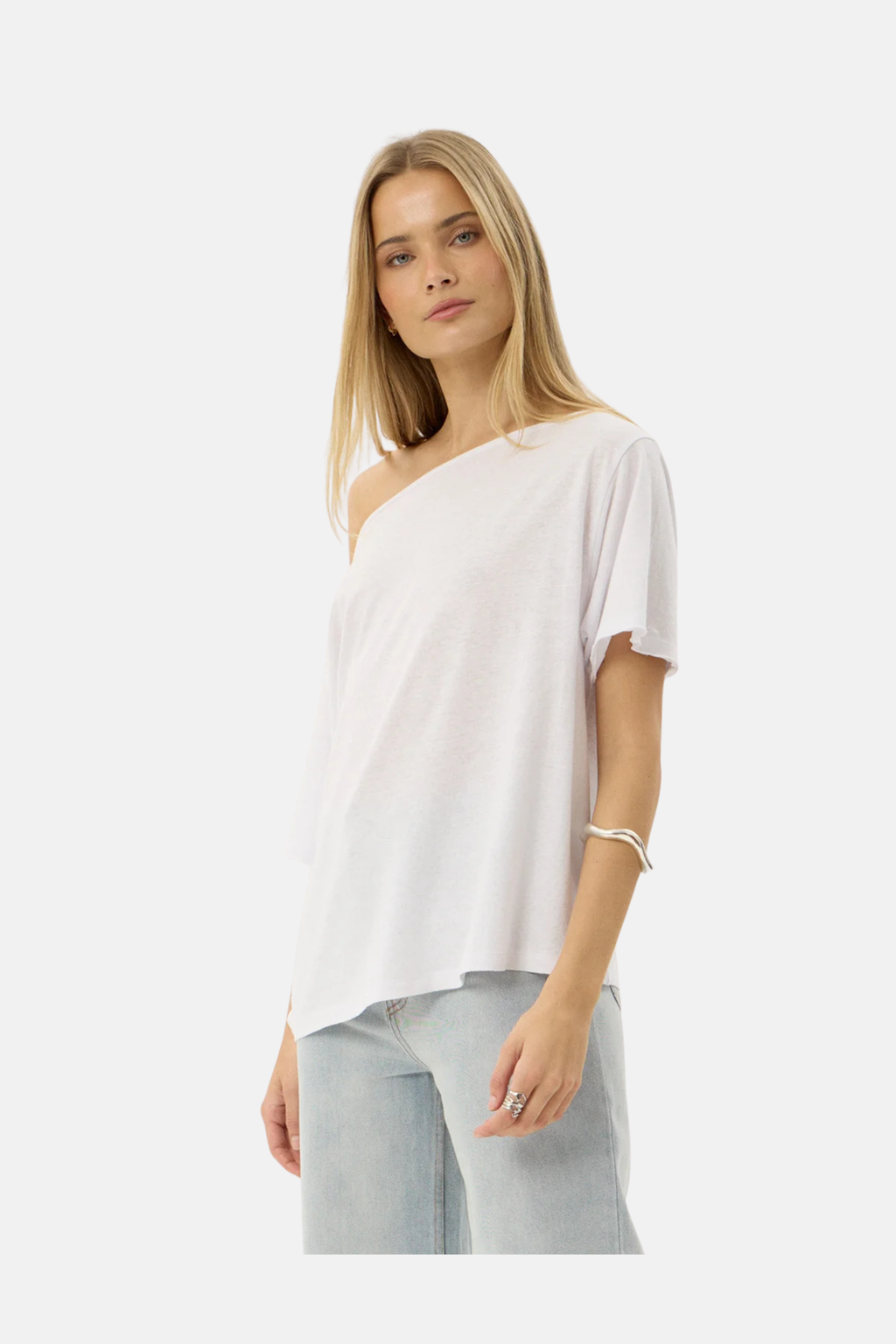 Afends Sabina Off Shoulder Tee White