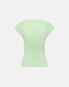 Olga Joan Ruched Plunge Cap Sleeve Top Menta