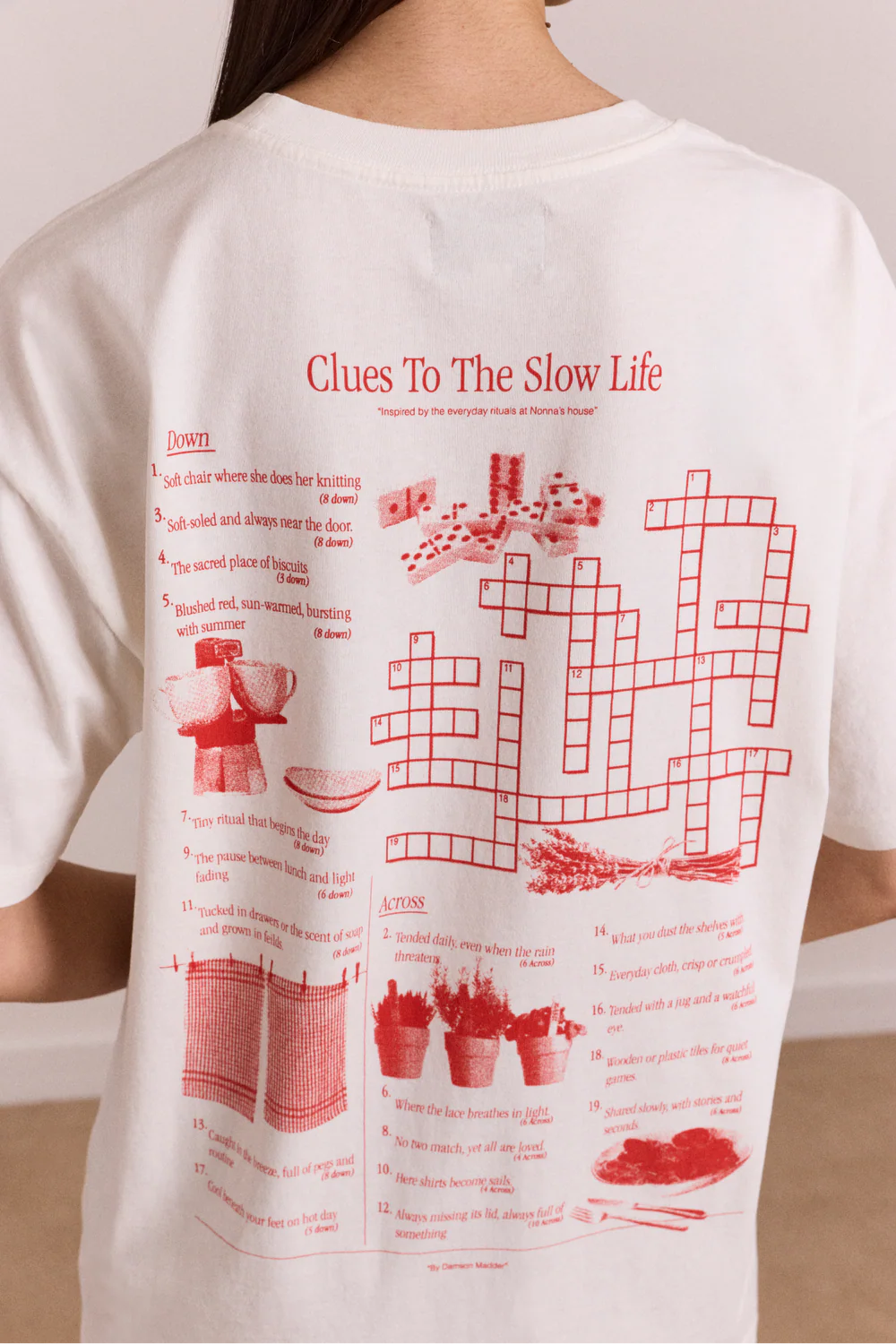 SLOW LIFE CROSSWORD GRAPHIC TEE | ECRU
