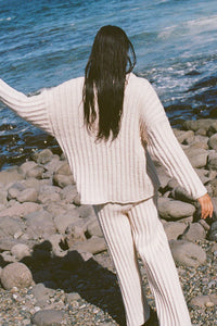 Textured Stripe Knit Tunic Jumper | Coconut