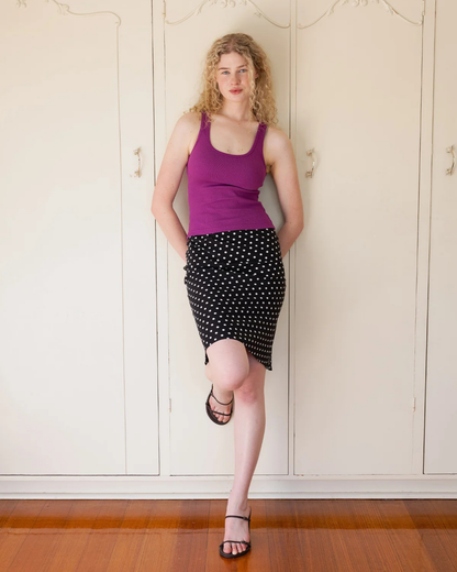 Olga Joan Ribbed Scoop Singlet Iris